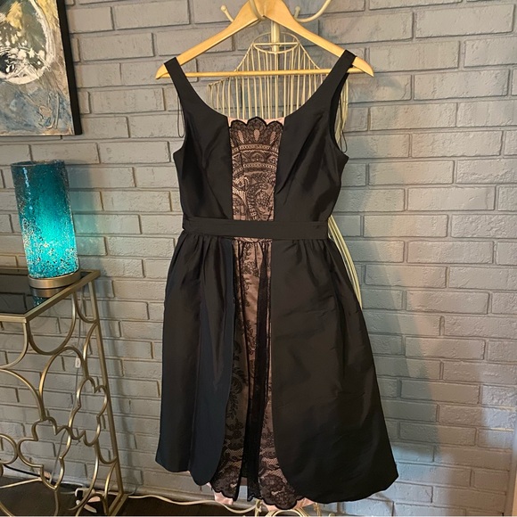 Adrianna Papell Timeless Sleeveless Black Blush Lace Mikado Dress-Sz 2/4 NWT - Picture 1 of 10